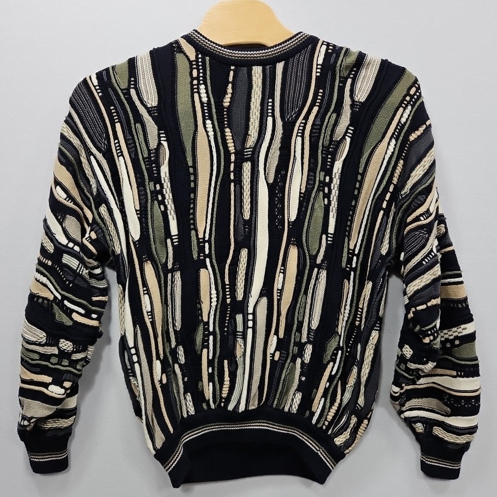 Vintage Cotton Traders Coogi Style L Sweater 3D Knit 90s Cosby Textured Colorful